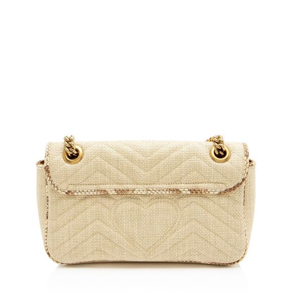 Gucci Raffia Snakeskin GG Marmont Small Flap Bag - Picture 3 of 15